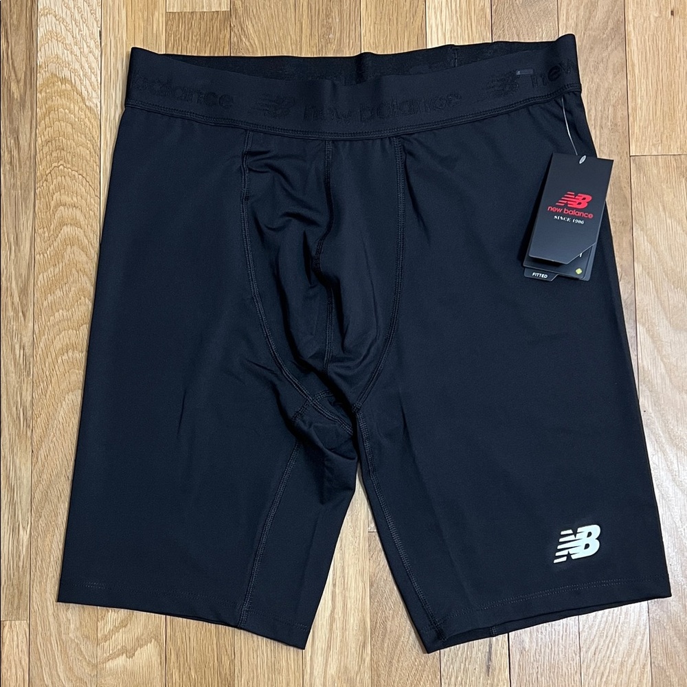 NWT New Balance Black Men's Performance Compression Shorts, Fitted, Size XL